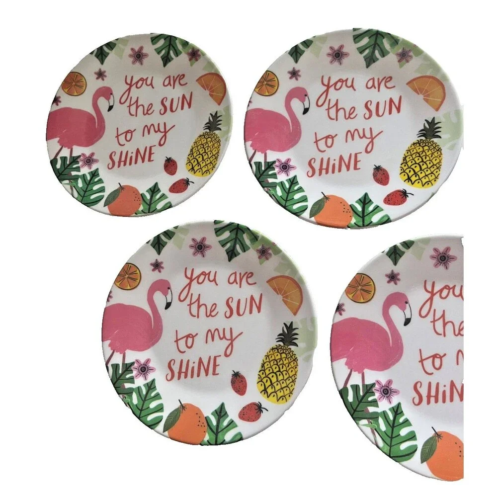 Flamingo Palm Melamine Appetizer Side Plates 6